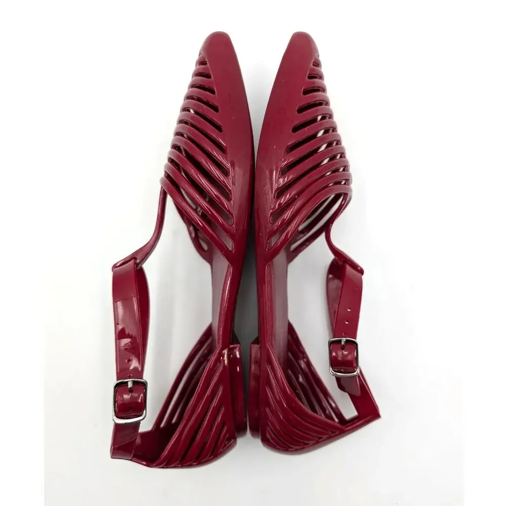 Jeffrey Campbell Squeaky Jelly Flat Shoes Women's Cherry Red Size US8 EU38